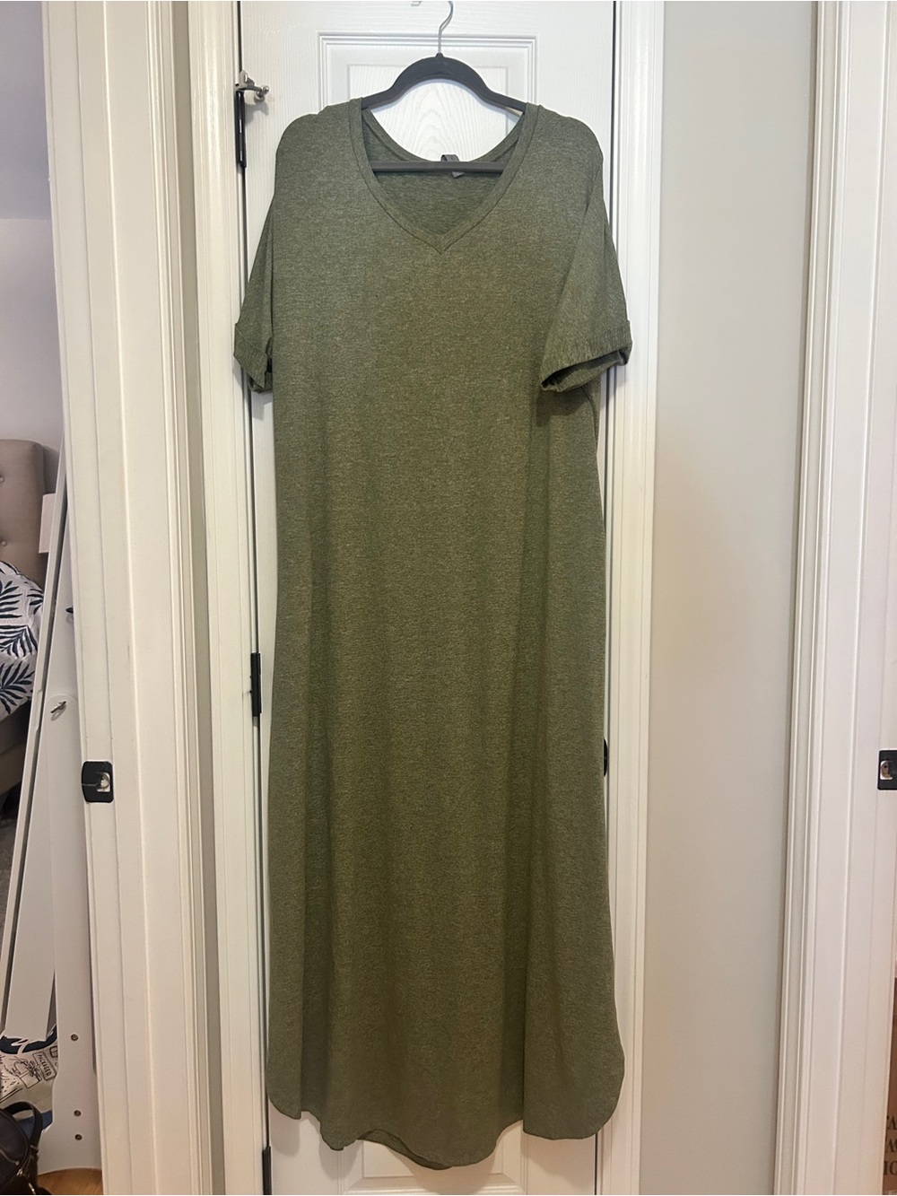 Honeyme Olive V-Neck Maxi Dress